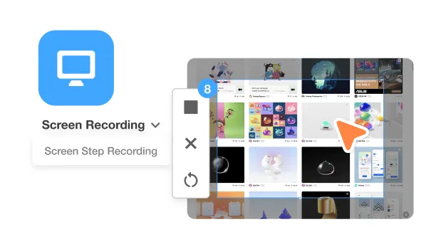 Record screen demos, webcam messages, or both in Visla to add a human touch when creating festive videos with a holiday video generator